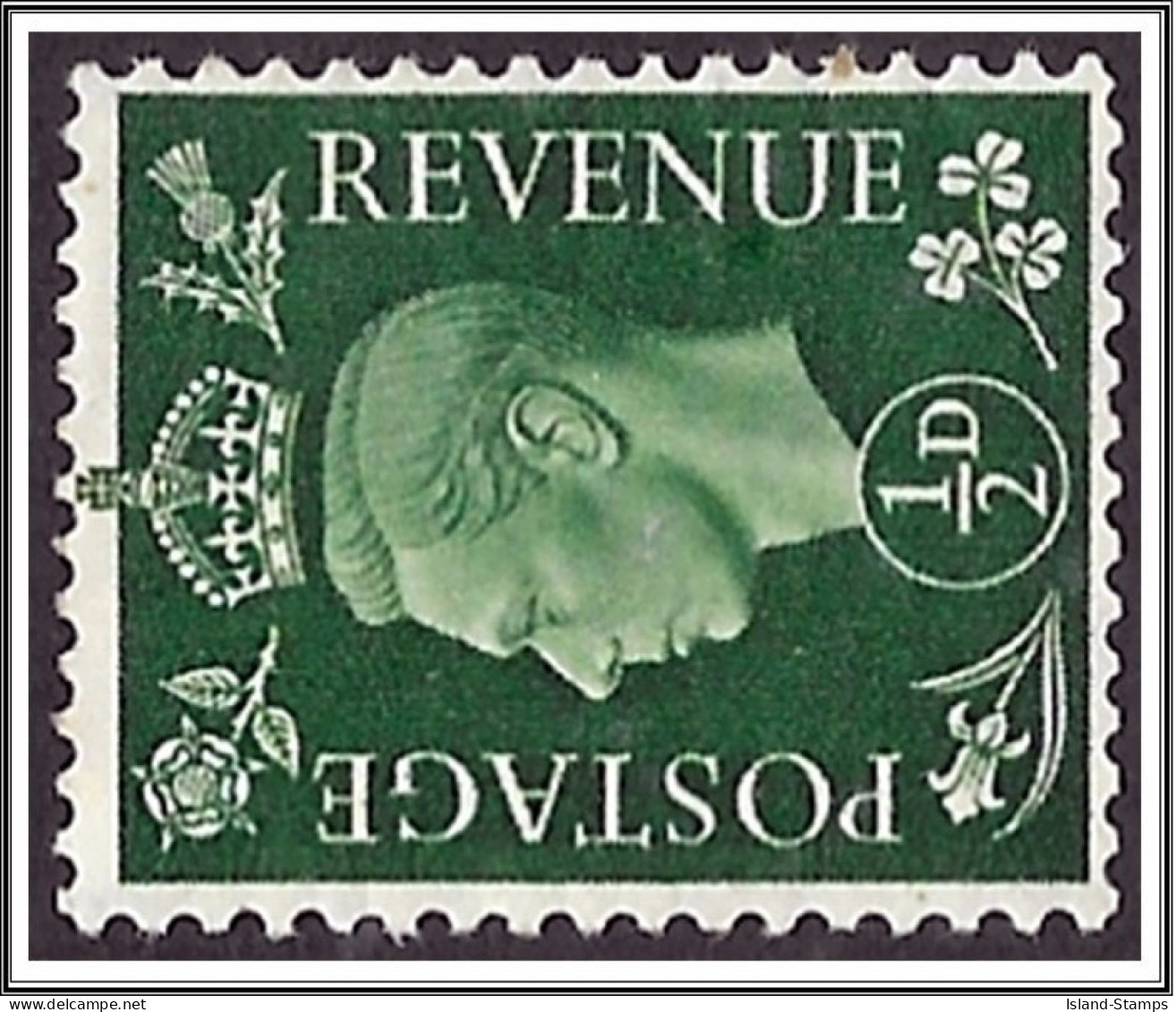 KGVI 1SG462a. KGVI ½d. GREEN - WATERMARK SIDEWAYS Mounted Mint Hrd2a - Ongebruikt