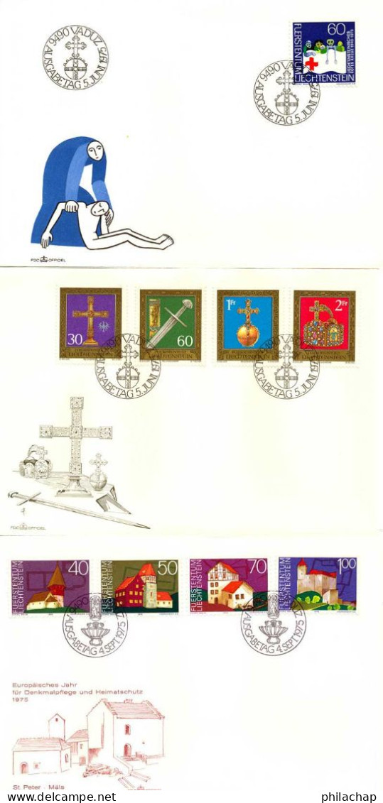 Liechtenstein FDC 1975 Yvert 568 / 572 (o) B Oblitere(s) - FDC