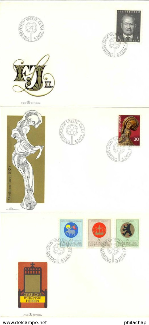 Liechtenstein FDC 1970 Yvert 479 / 483 (o) B Oblitere(s) - FDC