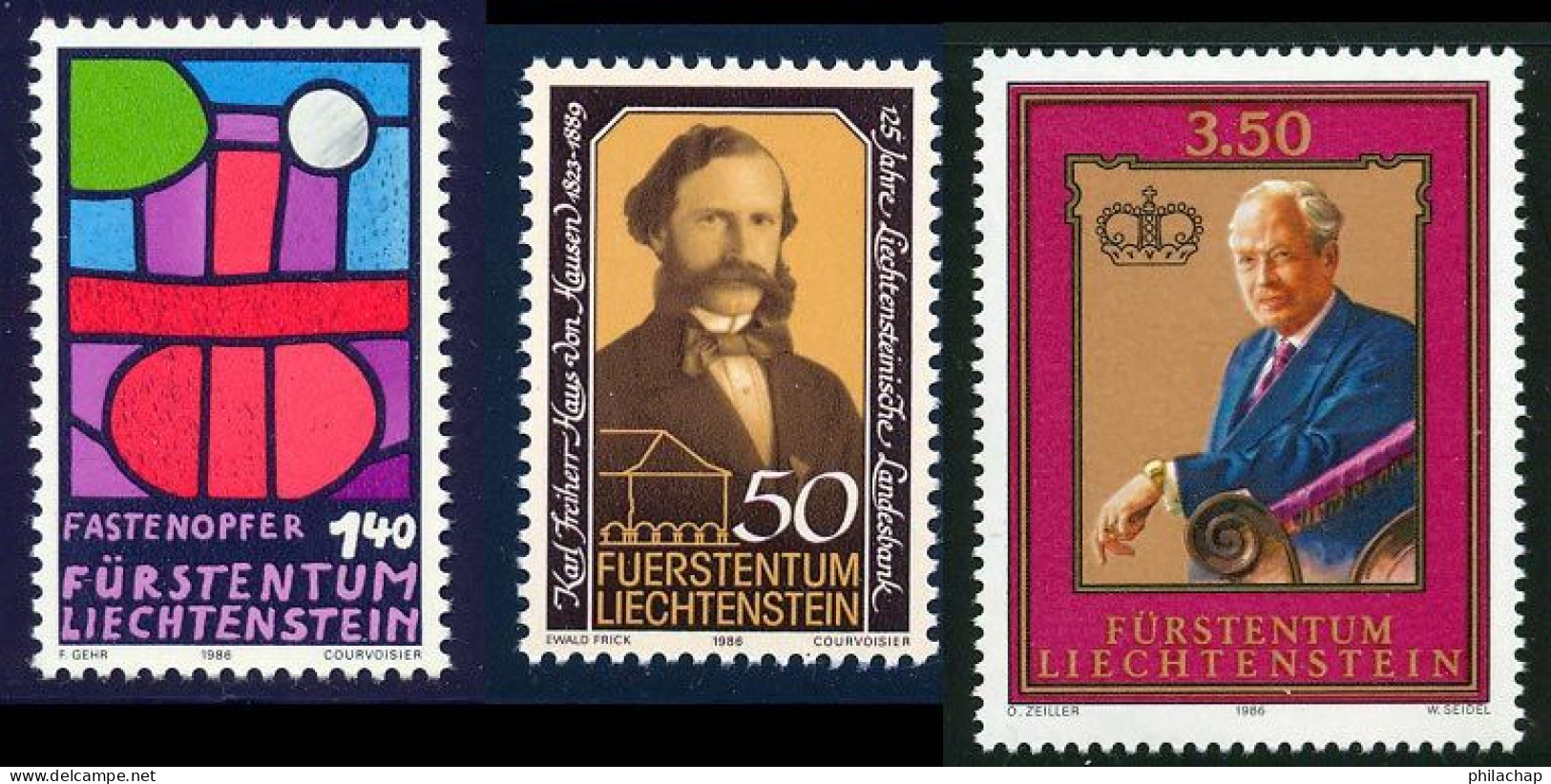 Liechtenstein 1986 Yvert 836 - 843 - 844 ** TB - Unused Stamps