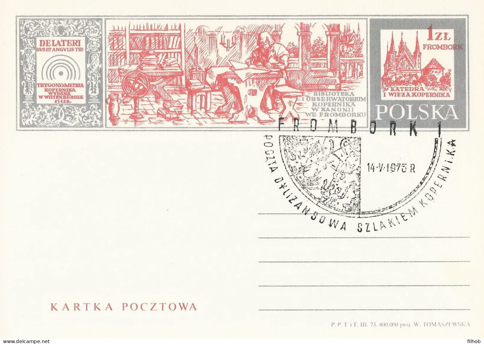 Poland Postmark D73.05.14 FROMBORK: Stagecoach Post  On The Trail Of Copernicus - Interi Postali