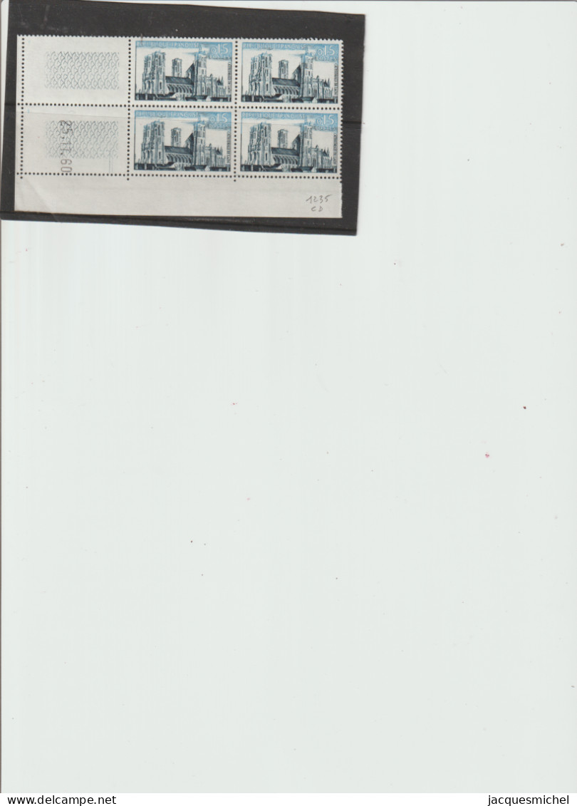 N° 1235 - 0,15F CATHEDRALE DE LAON - 5° Tirage Du 16.11.60  Au 19.12.60 - 25.11.1960 - - 1960-1969