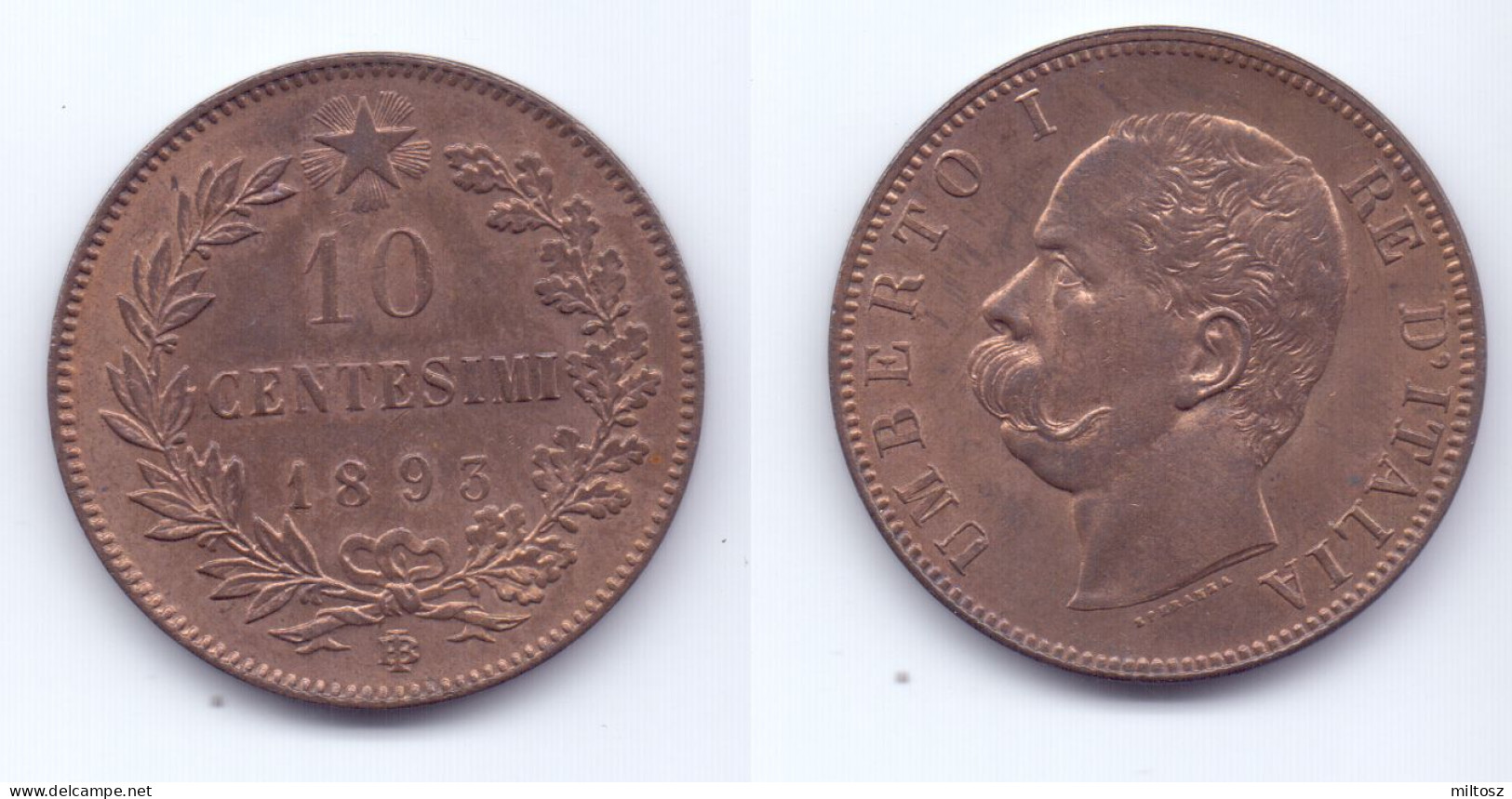 Italy 10 Centesimi 1893 BI - 1878-1900 : Umberto I.