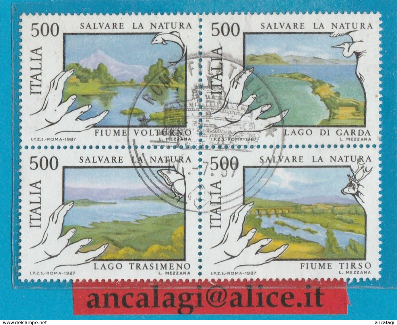 USATI ITALIA 1987 - Ref.0554C "SALVAGUARDIA DELLA NATURA" Serie Di 4 Val. In Blocco - - 1981-90: Oblitérés