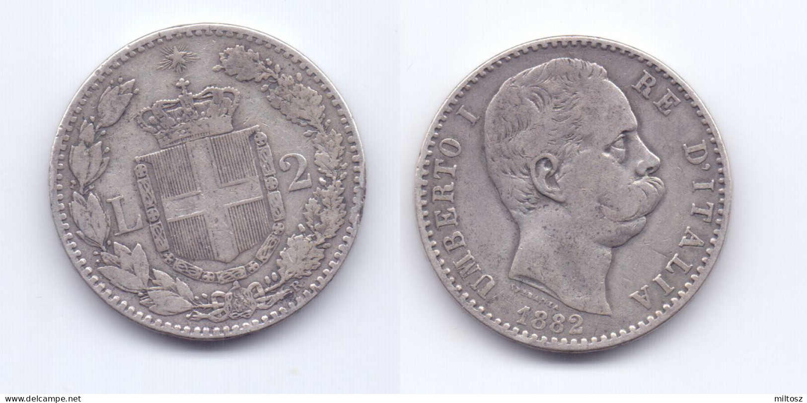 Italy 2 Lire 1882 R - 1878-1900 : Umberto I.