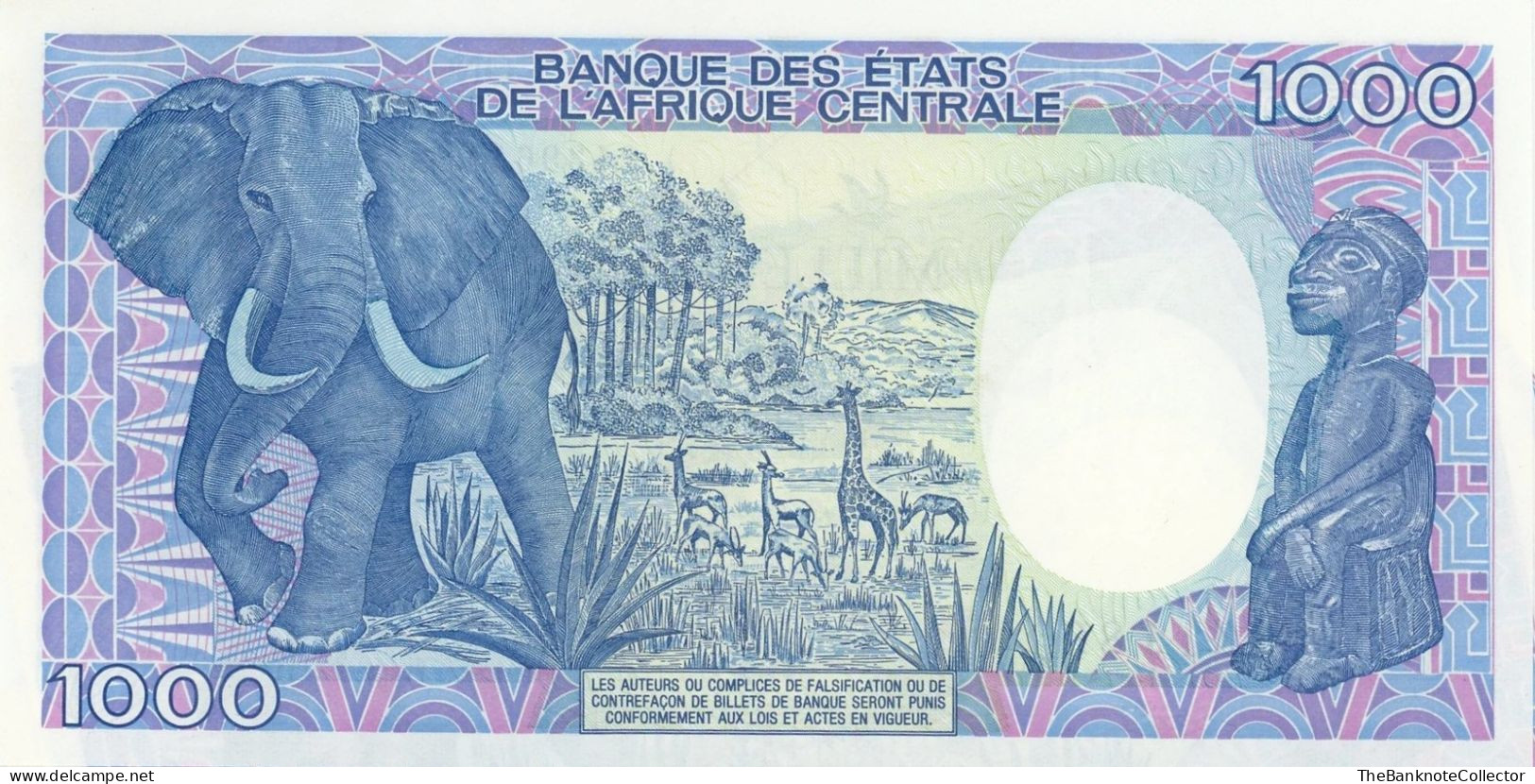 Congo 1000 Francs 1991 P-10 UNC - Central African States