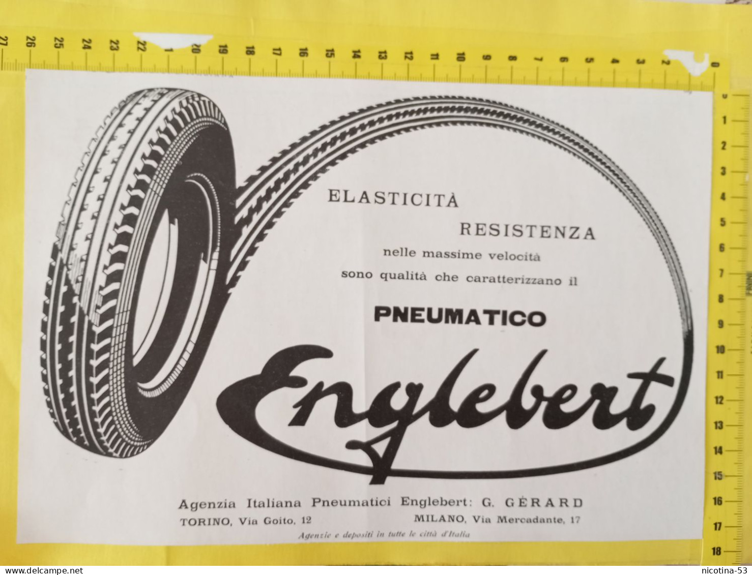 IT-00573- PUBBLICITÀ 1931 - "PNEUMATICI ENGLEBERT"- ELASTICITÀ RESISTENZA ALLE MASSIME VELOCITÀ - Other & Unclassified