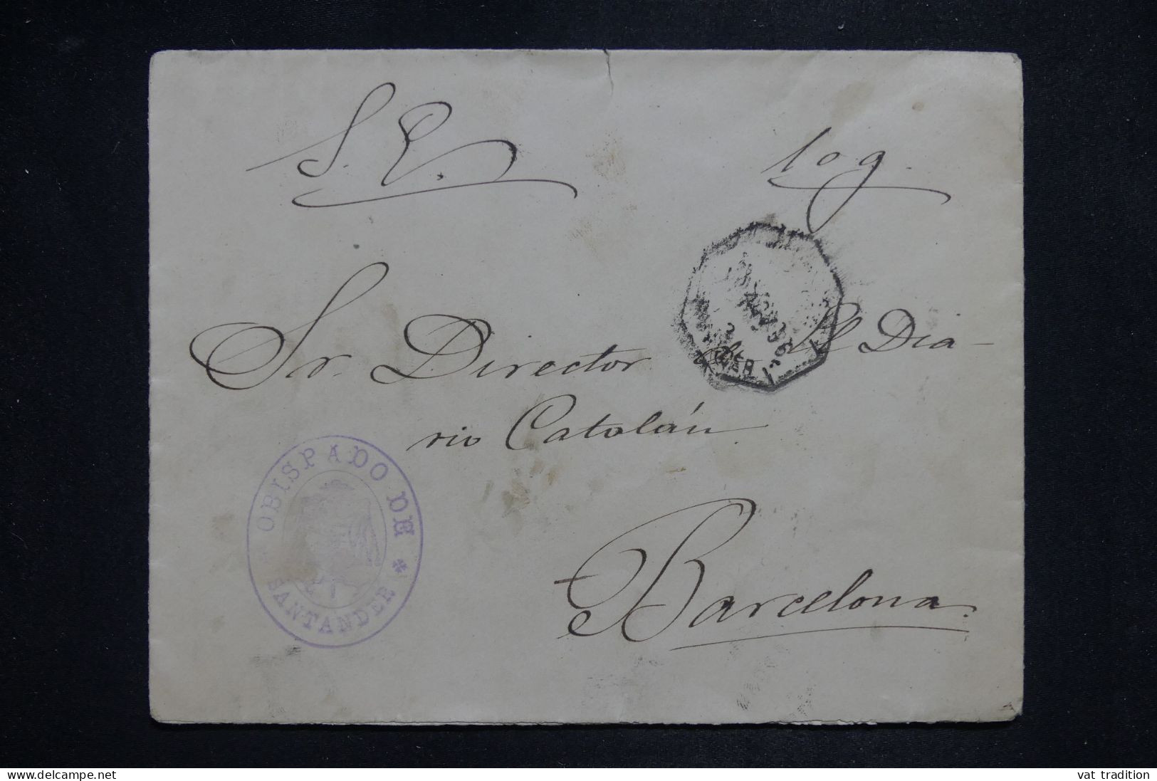 ESPAGNE - Enveloppe De L’évêché De Santander Pour Barcelone - L 151593 - Covers & Documents