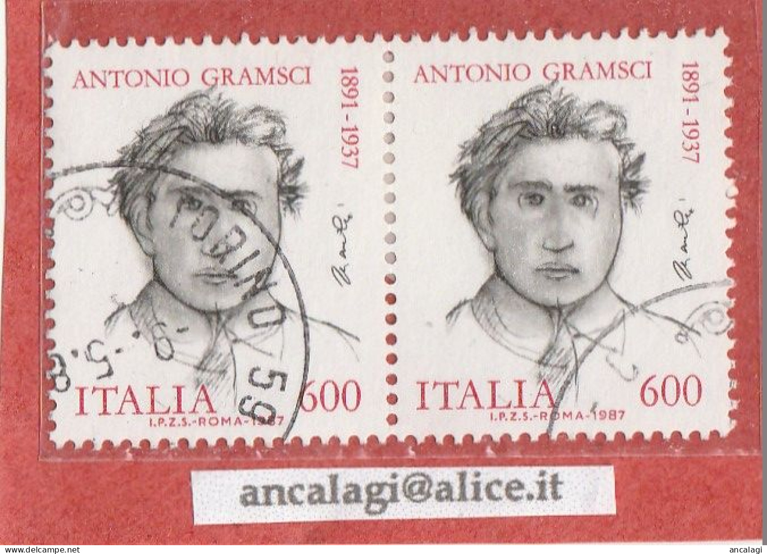 USATI ITALIA 1987 - Ref.0555A "ANTONIO GRAMSCI" 1 Val. In Coppia - - 1981-90: Oblitérés