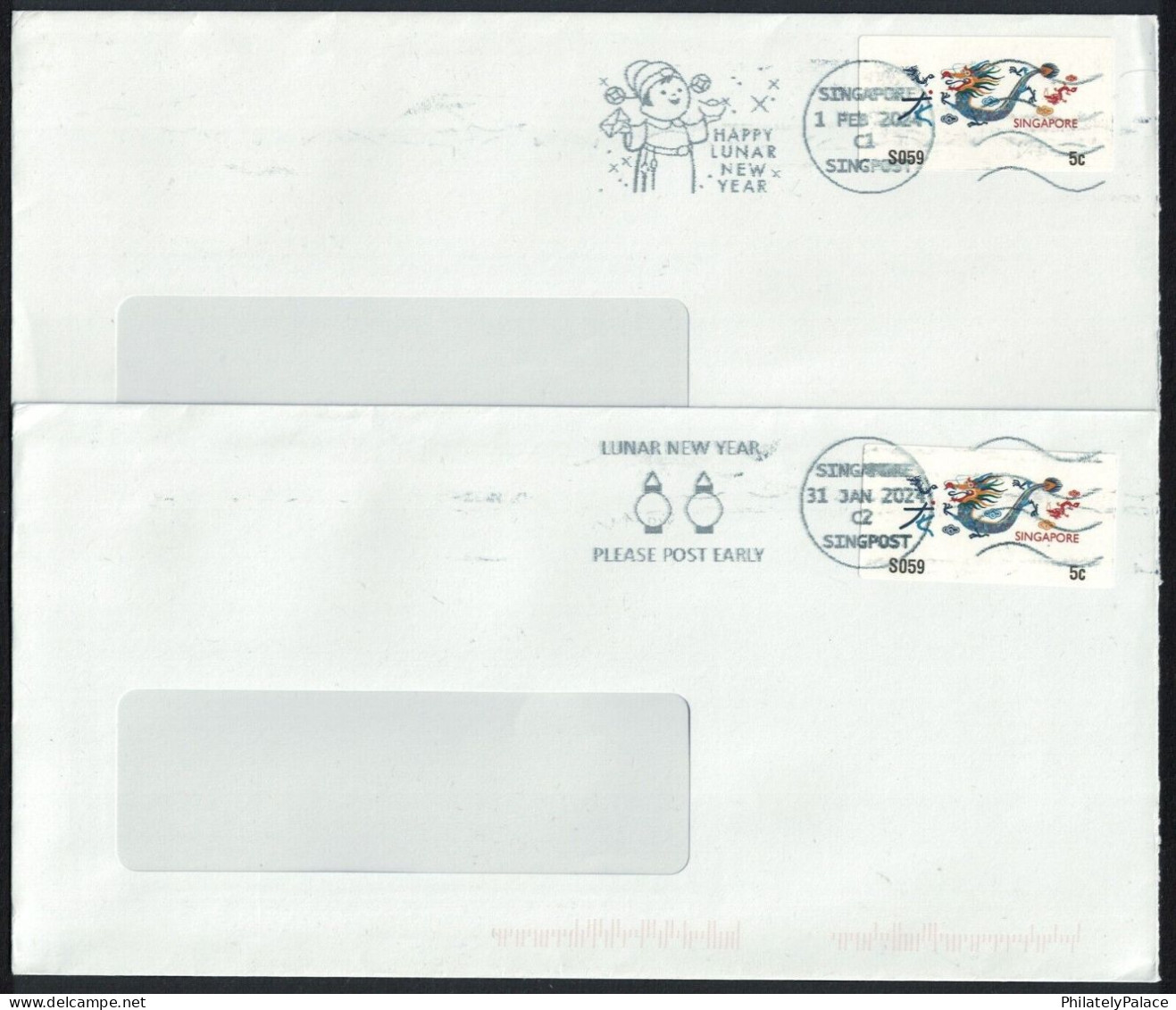 SINGAPORE 2024 GOD OF WEALTH DOUBLE,DRAGON,CHINA CHINESE NEW YEAR FESTIVAL,FOOD,CULTURE,STAR,2V COVER SET (**) - Singapur (1959-...)