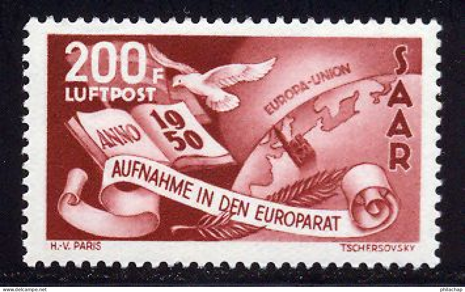 Sarre PA 1950 Yvert 13 ** TB - Aéreo