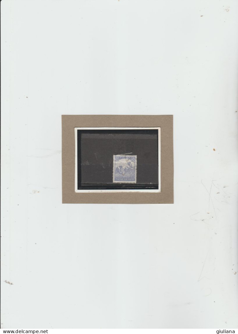 Ungheria 1920/24 - (UN) 330 Used  "Mietitura E Sede Del Parlamento" - 50f   Blu  Regno D'Ungheria - Used Stamps