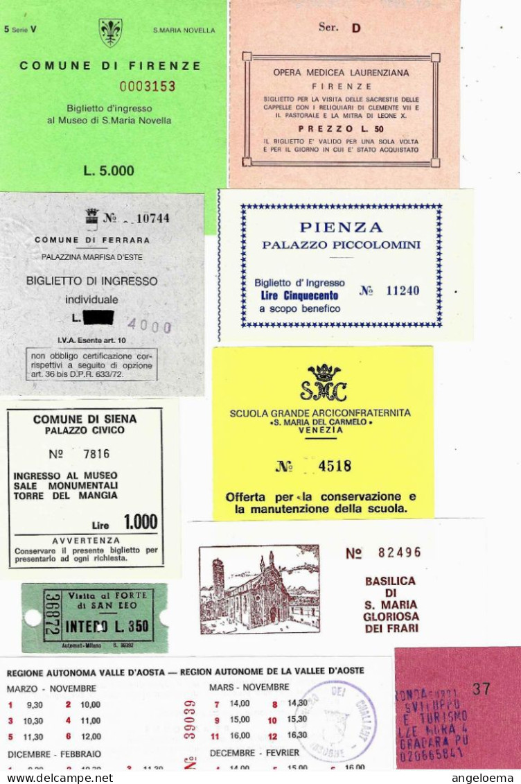 ITALIA ITALY - 10 Biglietti Ticket Chiese, Castelli, Palazzi E Ville - Tickets D'entrée