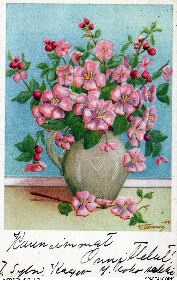 FLOWERS Vintage Postcard CPA #PKE709.GB - Flowers