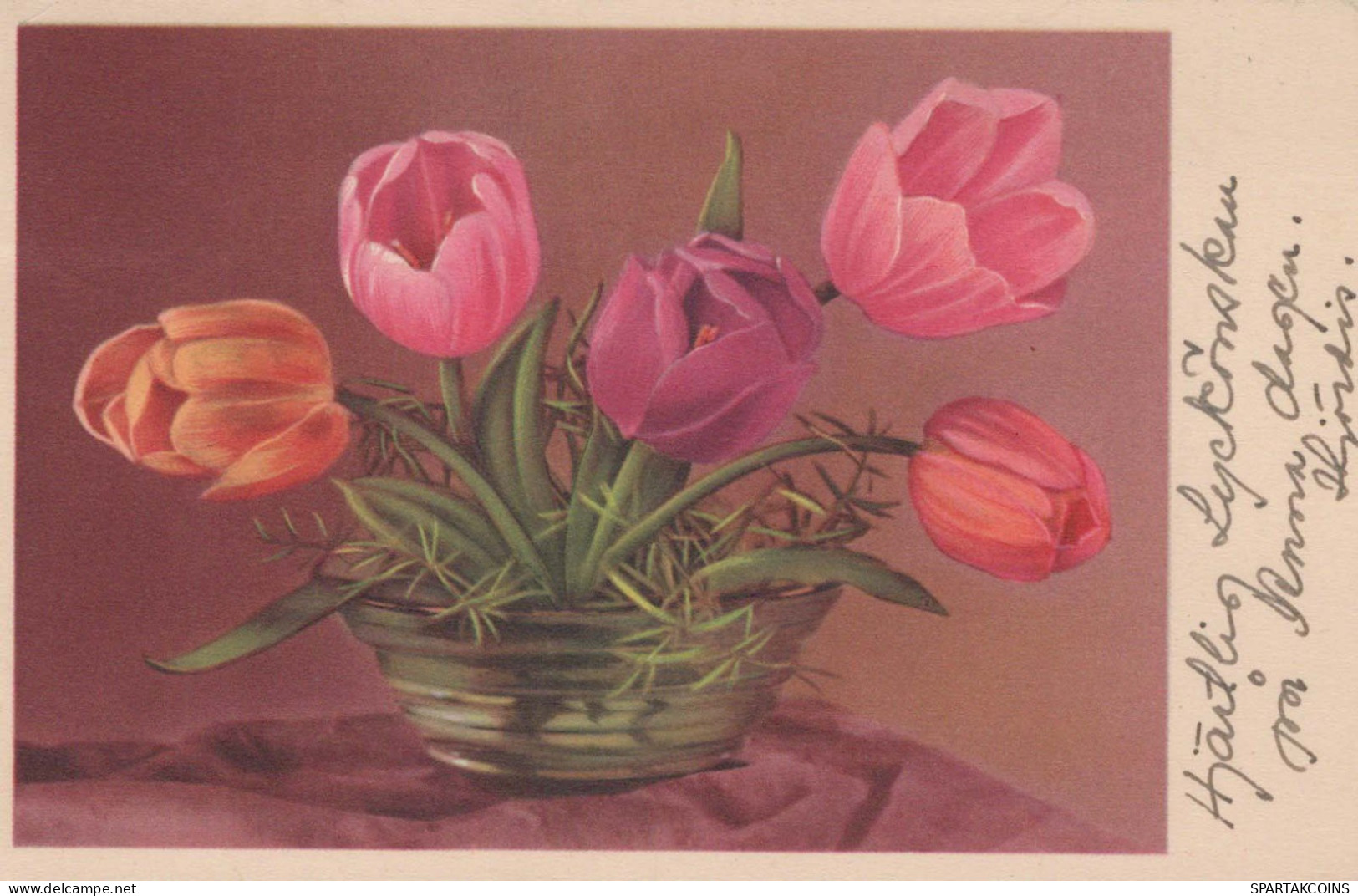 FLOWERS Vintage Postcard CPA #PKE588.GB - Flowers