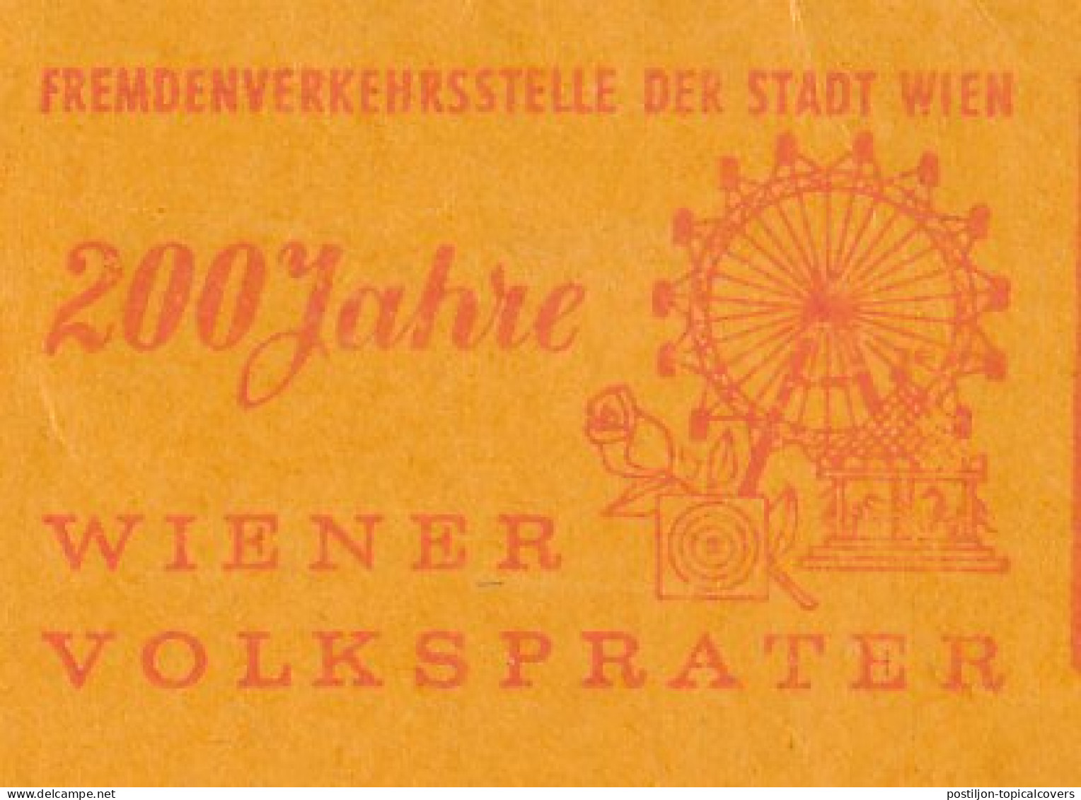 Meter Cover Austria 1966 200 Years Wiener Volksprater - Amusement Park Giant Ferris Wheel - Karnaval