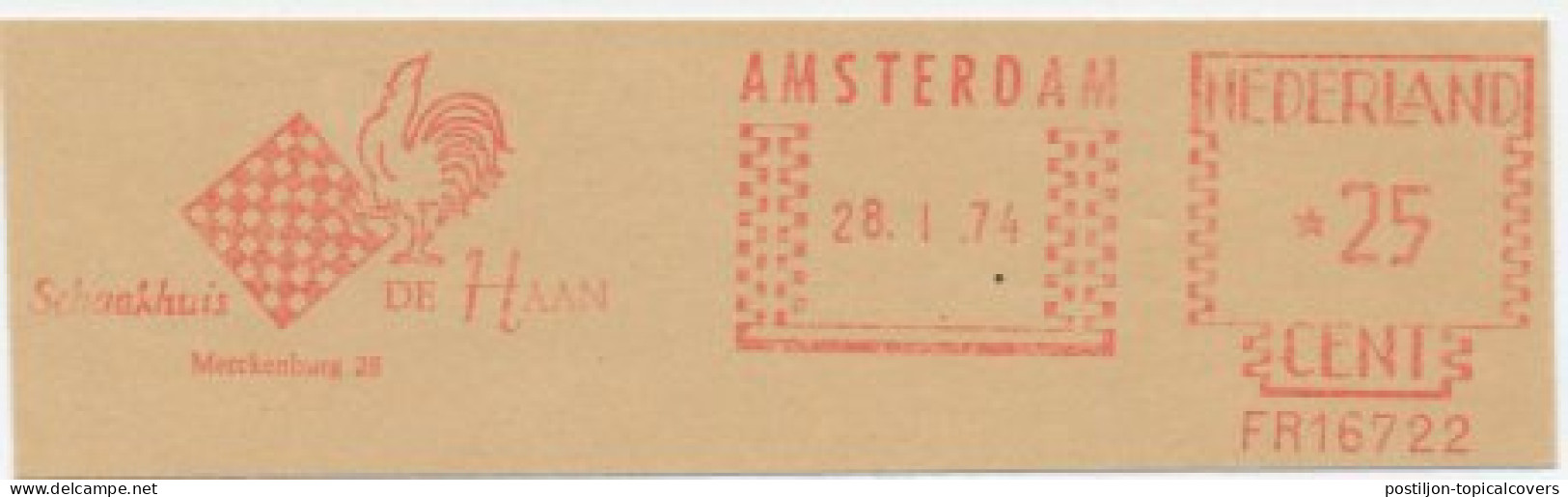 Meter Cut Netherlands 1974 Rooster - Chess House - Fattoria