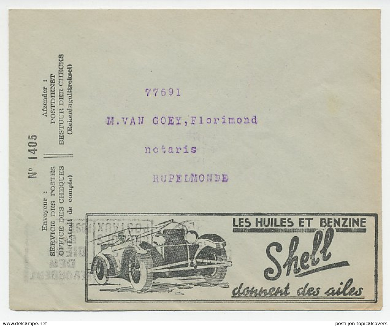 Postal Cheque Cover Belgium 1934 Tomato - Noodles - Meat - Fish - Oil - Shell - Car - Gemüse