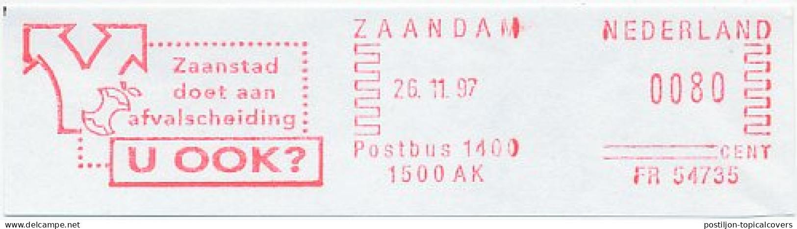 Meter Cut Netherlands 1997 Waste Separation - Apple - Protección Del Medio Ambiente Y Del Clima