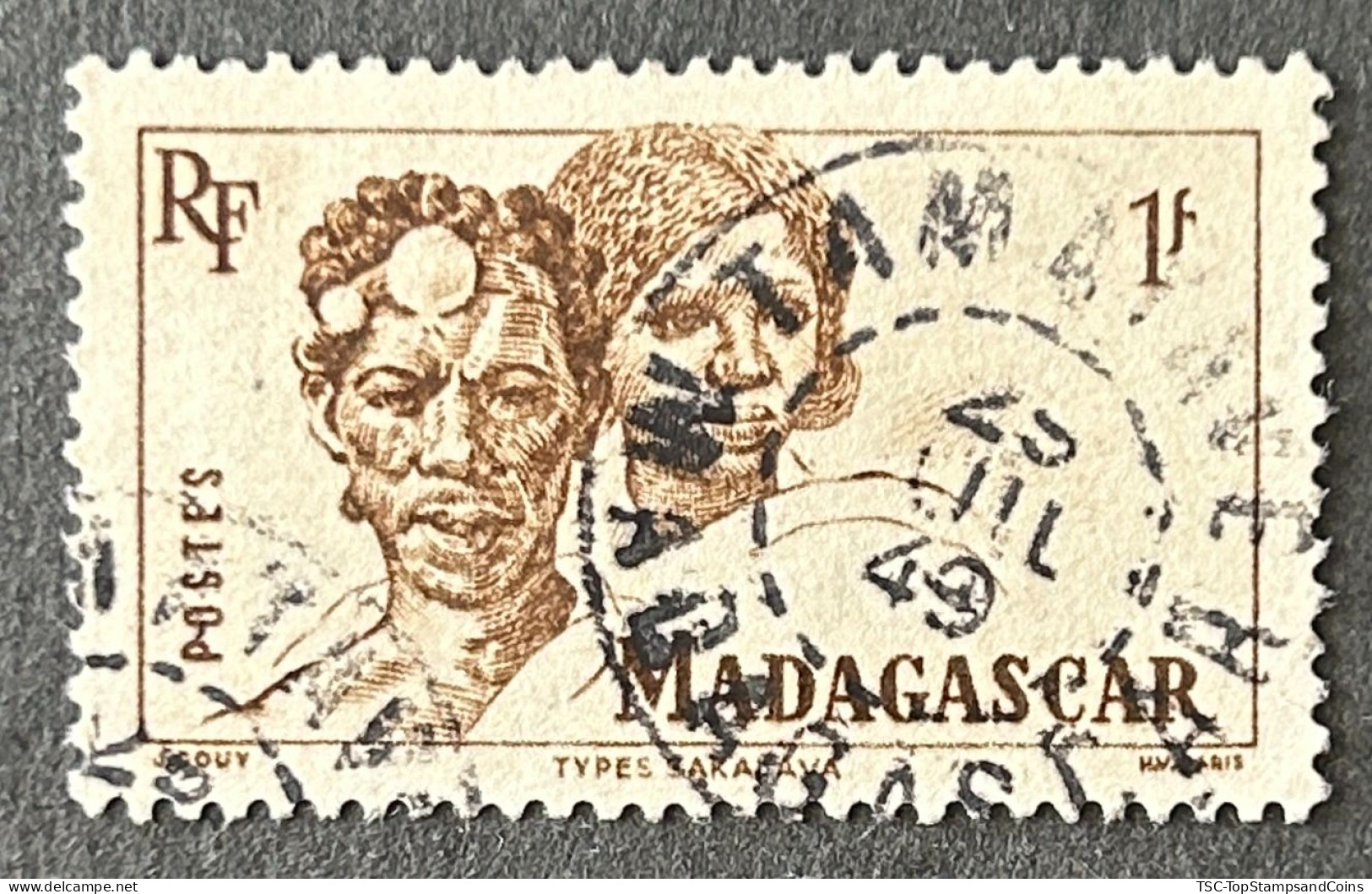 FRMG0306U - Local Motives - People And Animals - 1 F Used Stamp - Madagascar - 1946 - Gebruikt