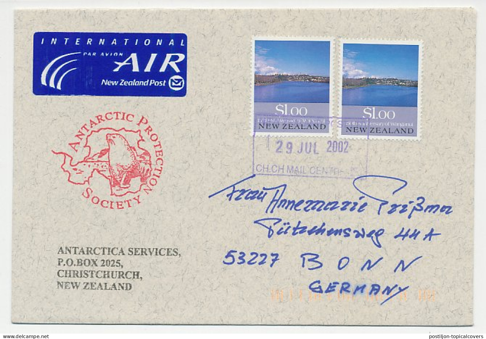Cover / Postmark New Zealand 2002 Antarctic Protection - Sea Mammal - Expediciones árticas