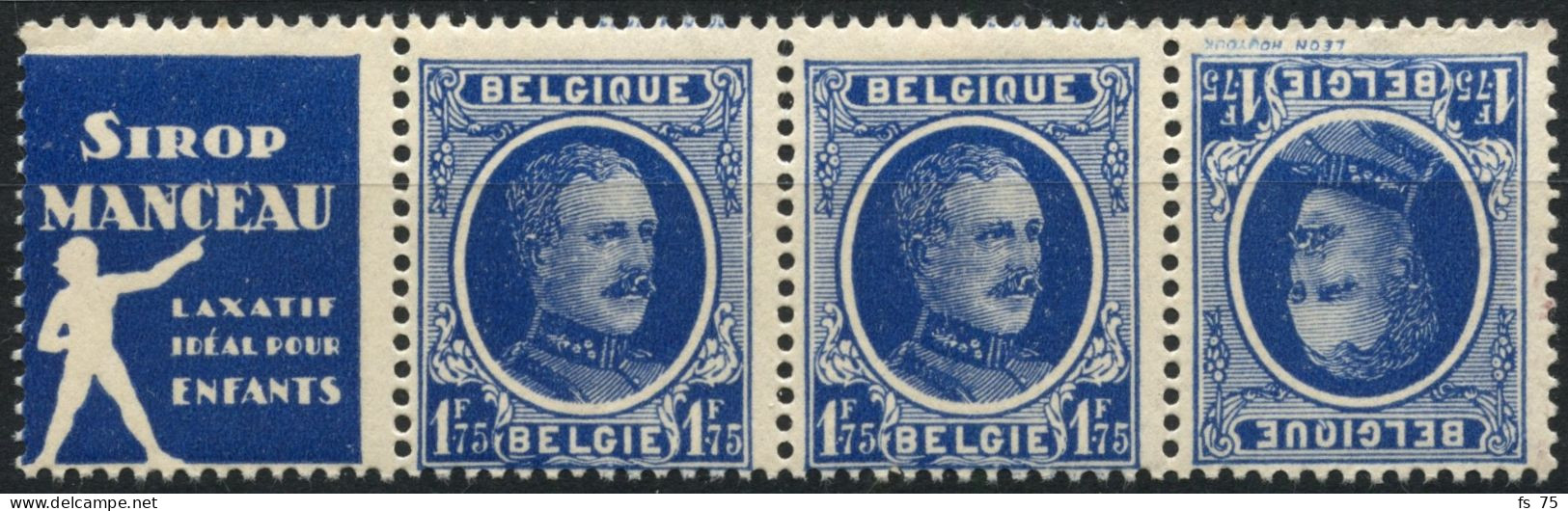 BELGIQUE - COB PU C3 - 1F75C HOUYOUX TIMBRE PUBLICITAIRE "MANCEAU" + TETE-BECHE - NEUF - Postfris