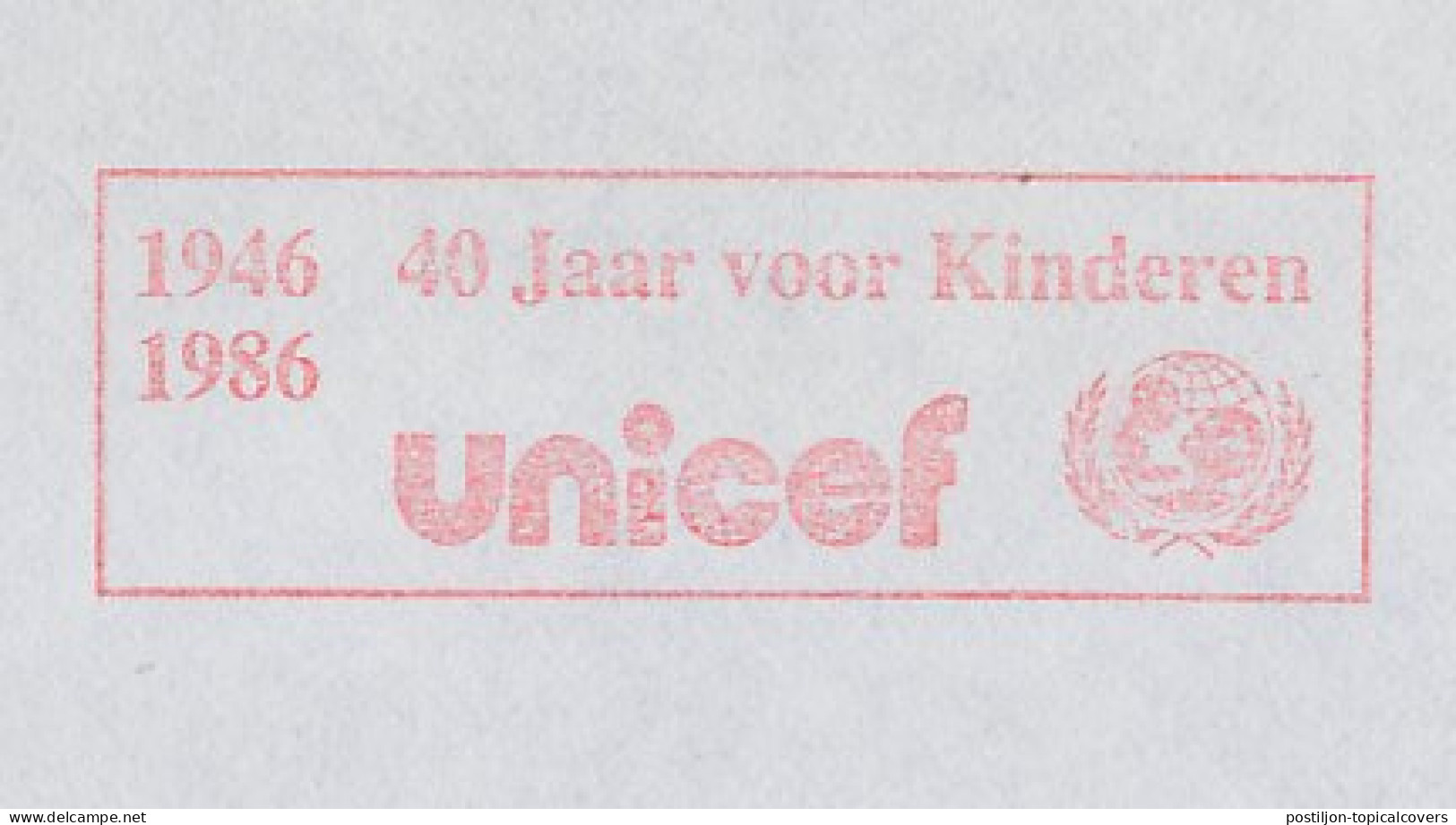 Meter Cover Netherlands 1986 UNICEF - 40 Years For Children - VN