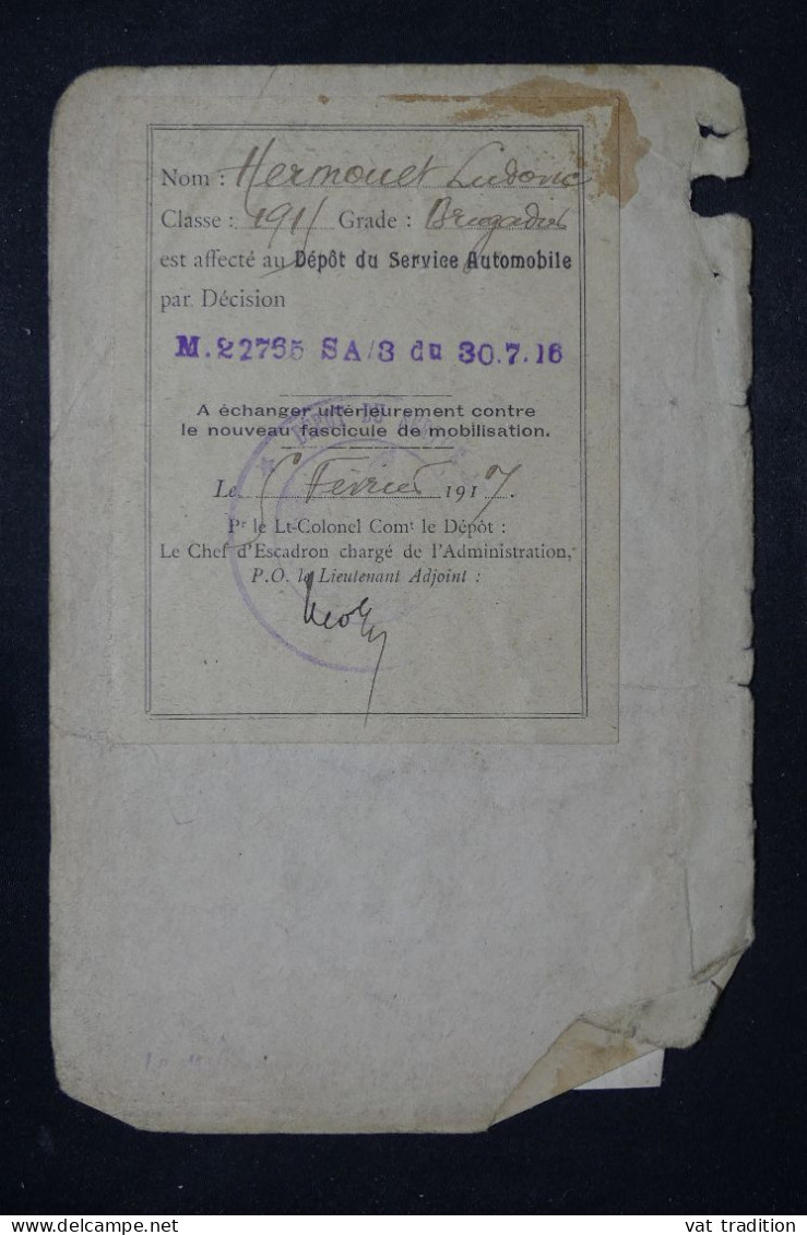 MILITARIA - Fiche Militaire Du Service D'Ophtalmologie De Versailles En 1918  - L 151598 - Documents