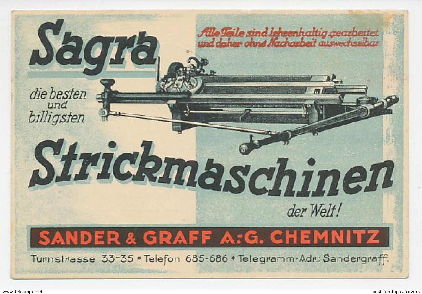 Illustrated Meter Card Deutsches Reich / Germany 1926 Knitting Machine - Textiel