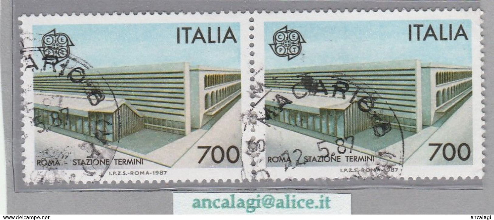 USATI ITALIA 1987 - Ref.0556B "EUROPA UNITA" 1 Val. In Coppia - - 1981-90: Usati