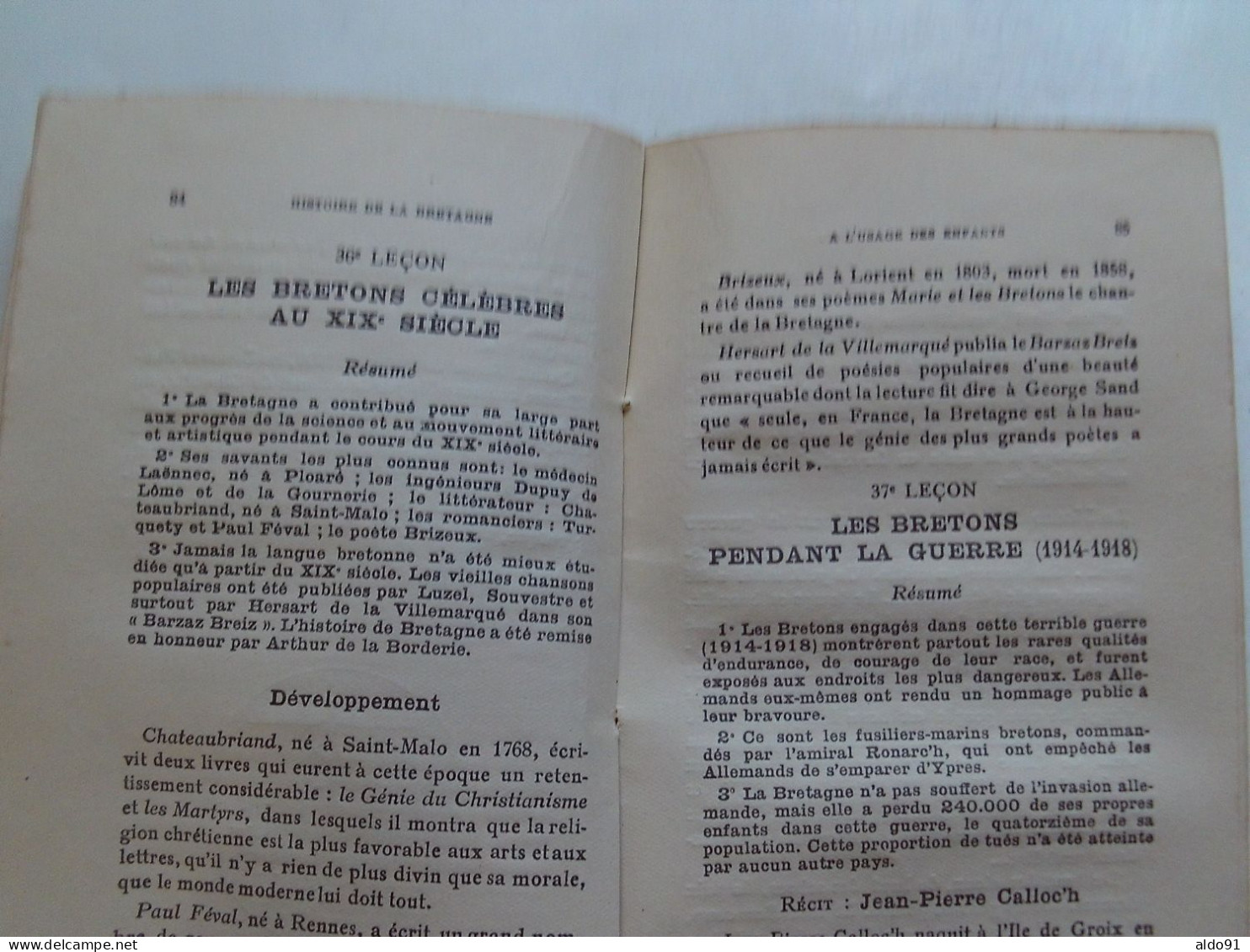 (Bretagne - Imprimerie Lafolye Frères & J. De Lamarzelle - 1941) -  PETITE HISTOIRE de BRETAGNE pour les Enfants