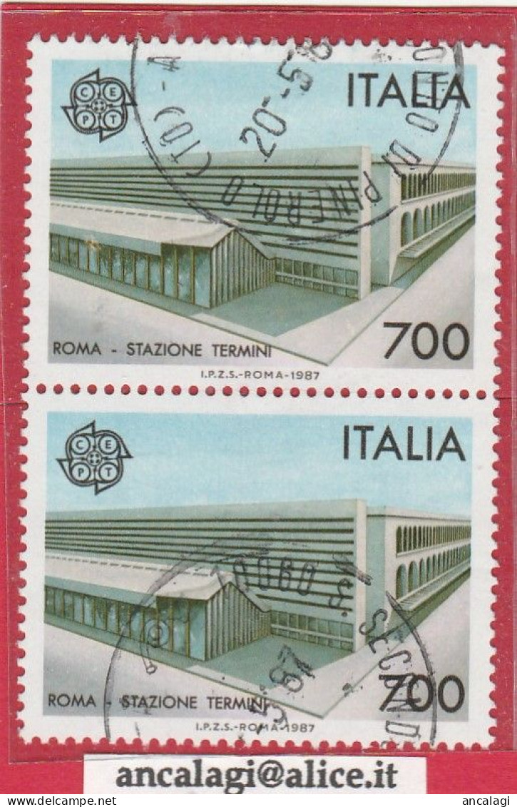 USATI ITALIA 1987 - Ref.0556C "EUROPA UNITA" 1 Val. In Coppia - - 1981-90: Usati