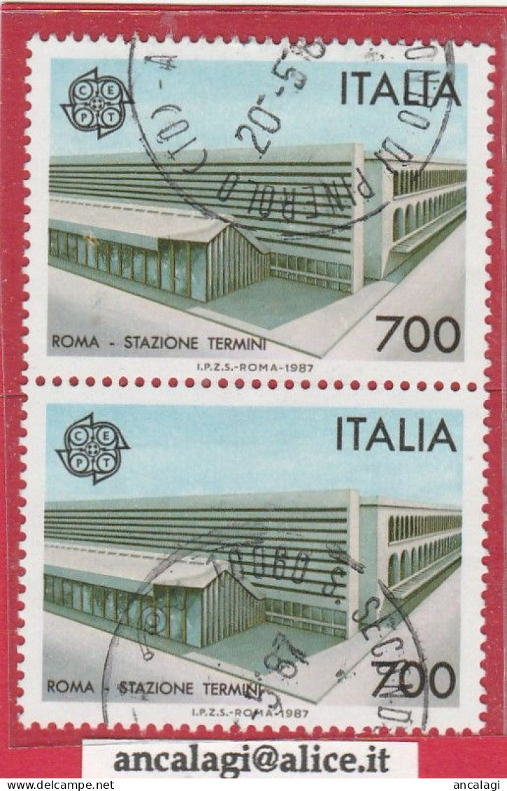 USATI ITALIA 1987 - Ref.0556C "EUROPA UNITA" 1 Val. In Coppia - - 1981-90: Oblitérés