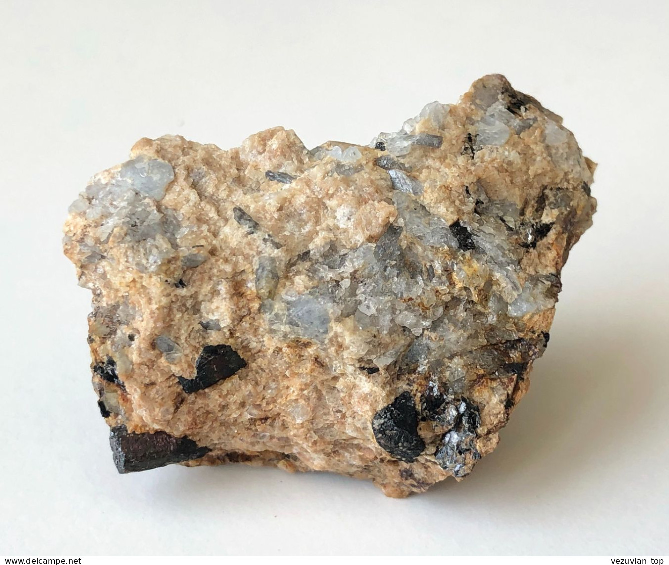 Columbite-(Fe), Grey-blue Corundum In Feldspar Matrix - Minerals