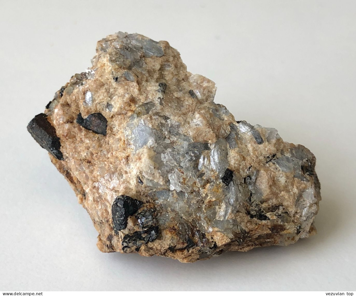 Columbite-(Fe), grey-blue Corundum in Feldspar matrix