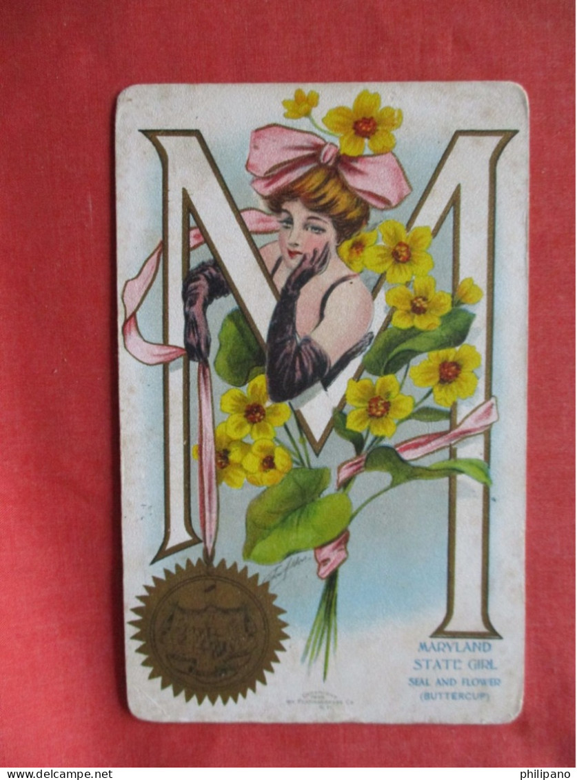 Signed Artist.     Maryland  State Girl  Ref 6378 - Andere & Zonder Classificatie