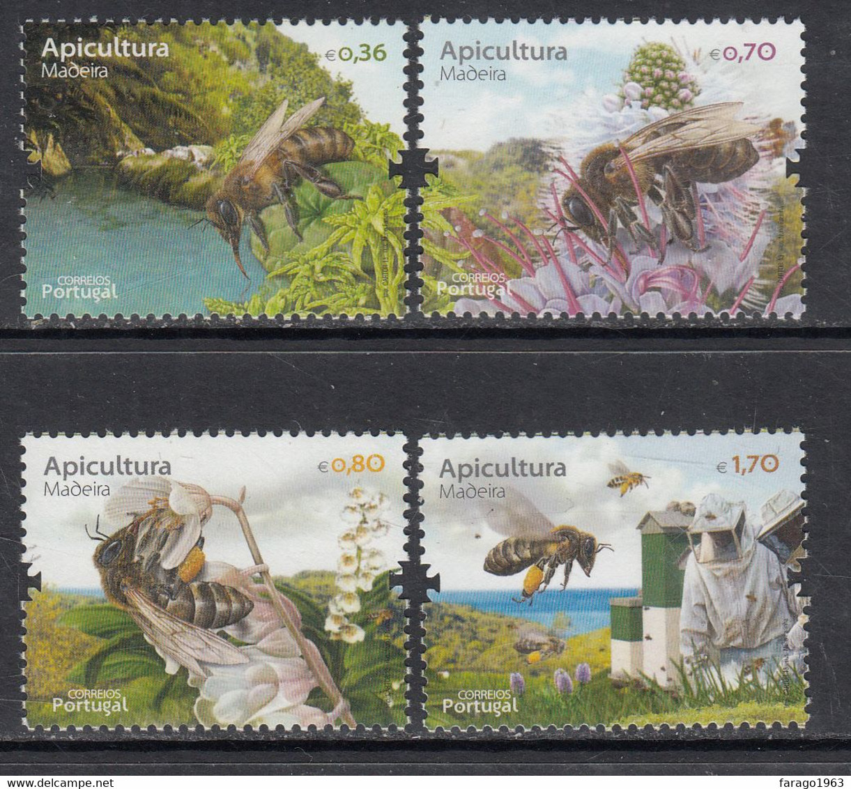 2013 Madeira Apiculture Honeybees Bees Insects Complete Set Of 4  MNH @ BELOW FACE VALUE - Abeilles