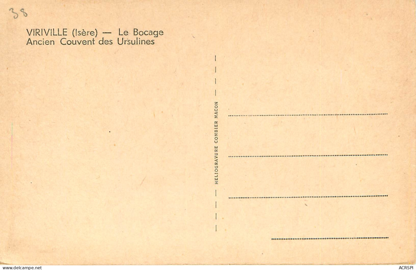 ISERE VIRIVILLE LE BOCAGE ANCIEN COUVENT DES URSULINES  (scan Recto-verso) KEVREN0281 - Viriville