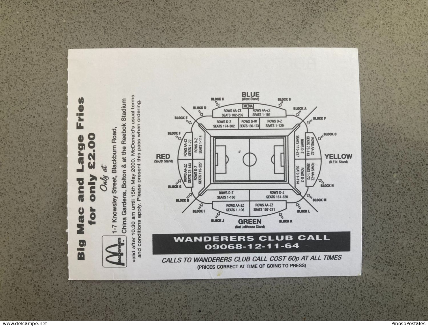 Bolton Wanderers V Fulham 1999-00 Match Ticket - Eintrittskarten