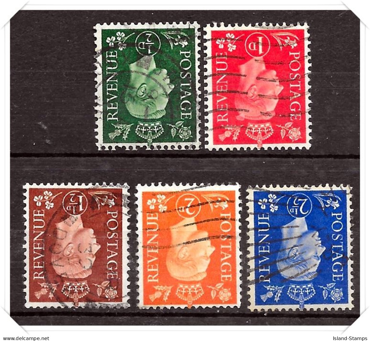 KGVI 1937 Definitives Inverted Watermark Set Of 5 SG462wi - SG466wi Fine Used Hrd2a - Nuovi