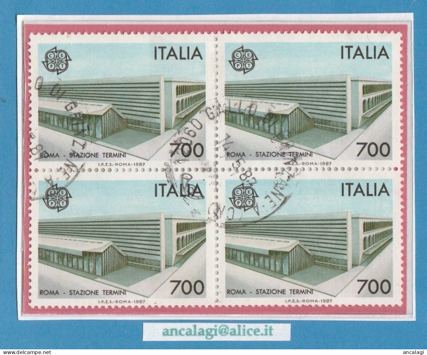 USATI ITALIA 1987 - Ref.0556D "EUROPA UNITA" 1 Val. In Quartina - - 1981-90: Usati