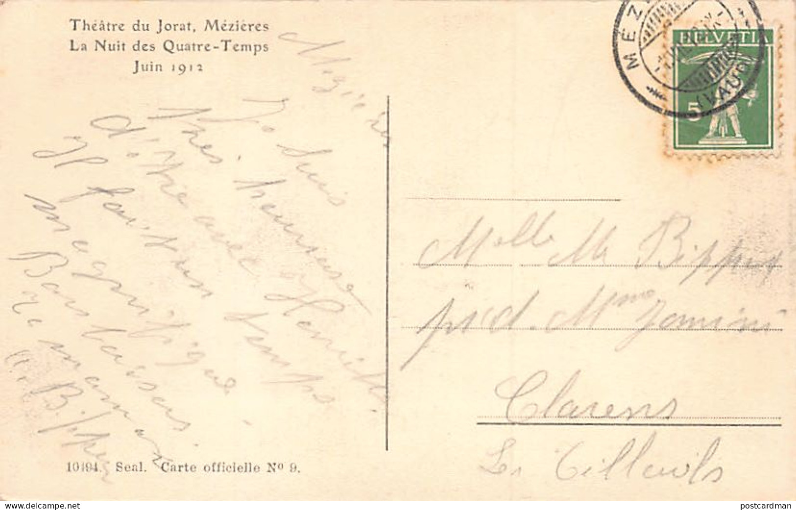 MÉZIÈRES (VD) Théâtre Du Jorat - La Nuit Des Quatre-Temps, Juin 1912 - Le Choeur Des Ames - Ed. S. A. Schnegg  - Mézières