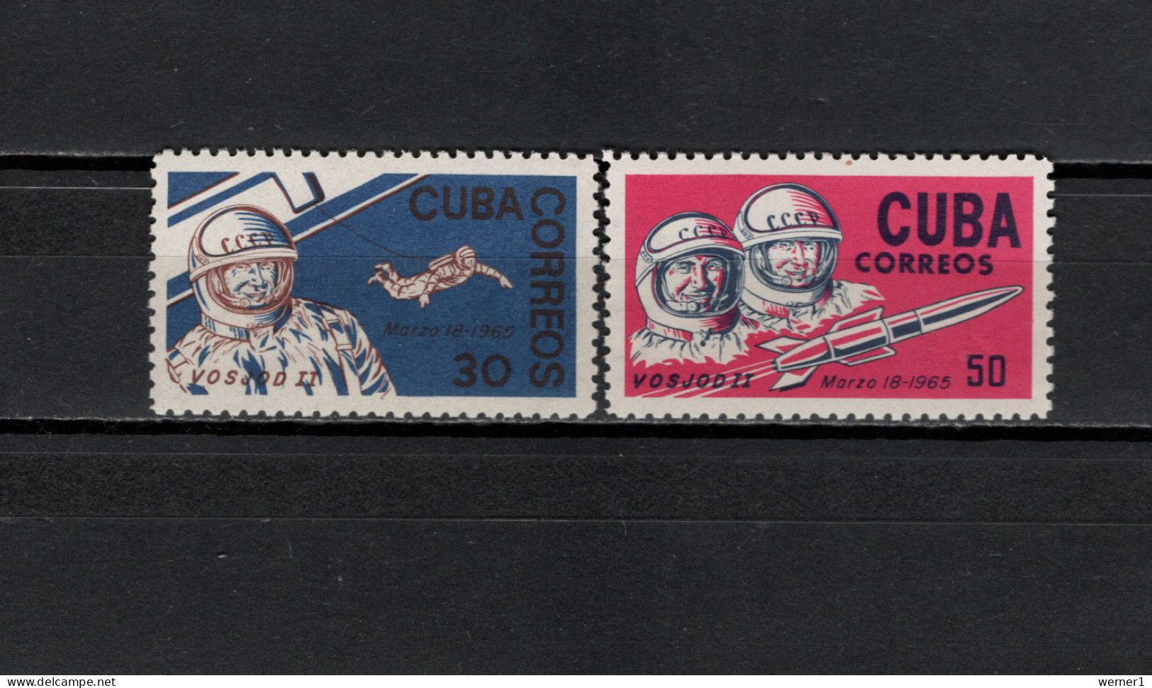 Cuba 1965 Space, Spaceship Woshod 2 Set Of 2 MNH - North  America