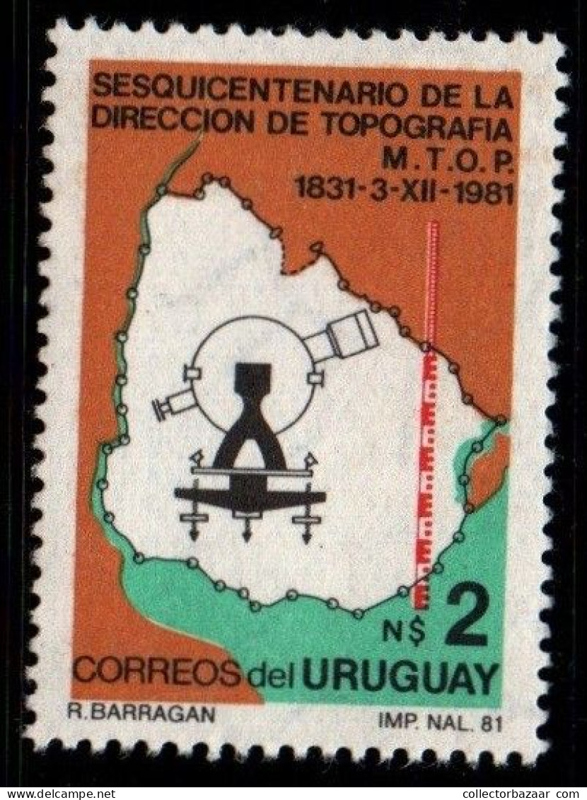1981 Uruguay Topographical Society Sesequicentennial Uruguay Map #1116  ** MNH - Uruguay