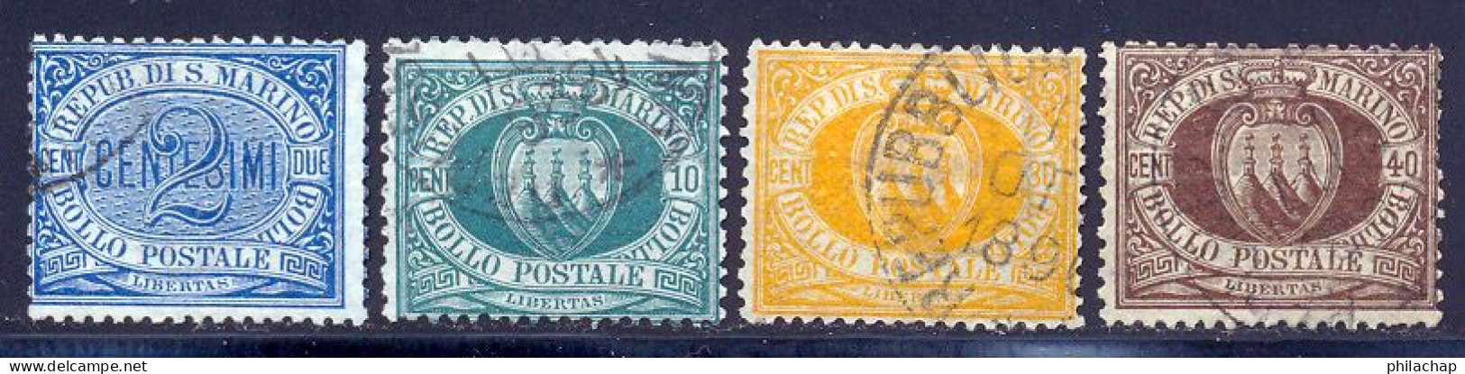 Saint-Marin 1892 Yvert 12 - 14 - 16 - 17 (o) B Oblitere(s) - Used Stamps