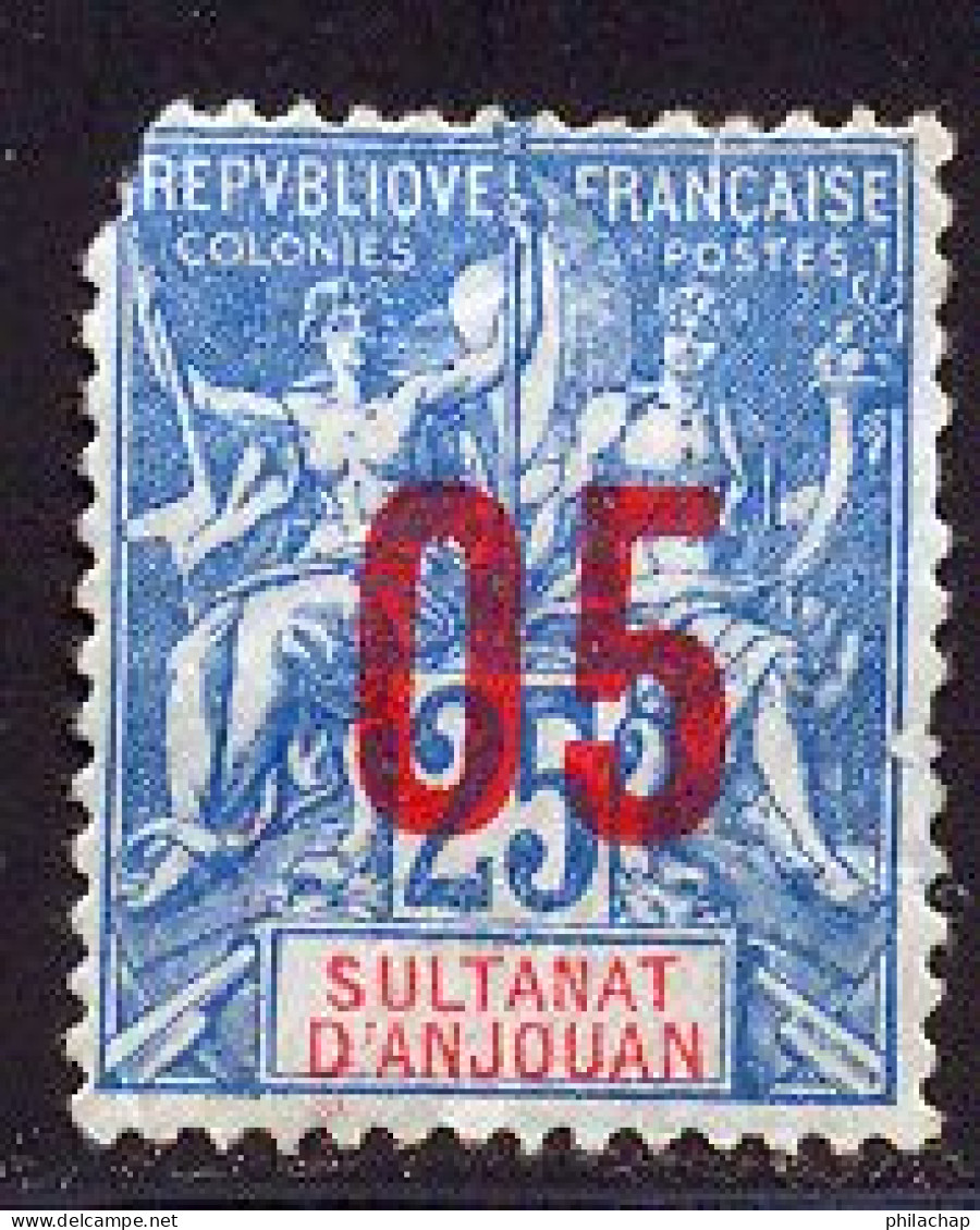 Anjouan 1912 Yvert 24 * B Charniere(s) Variété - Ungebraucht