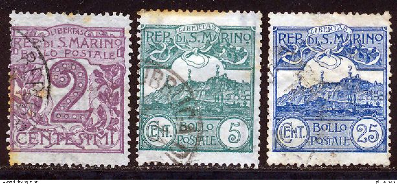 Saint-Marin 1903 Yvert 34 - 35 - 38 (o) B Oblitere(s) - Used Stamps