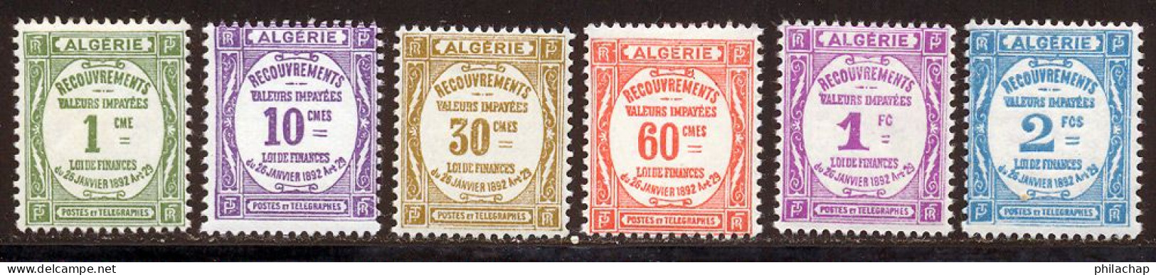 Algerie Taxe 1926 Yvert 15 / 20 * TB Charniere(s) - Segnatasse