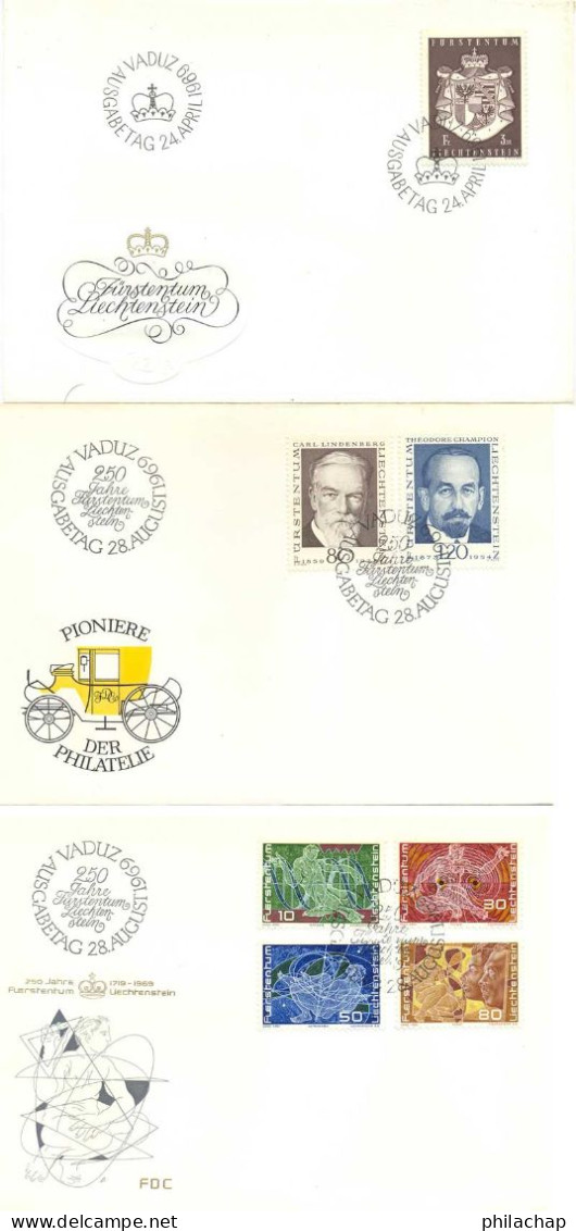 Liechtenstein FDC 1969 Yvert 455 / 461 (o) B Oblitere(s) - FDC