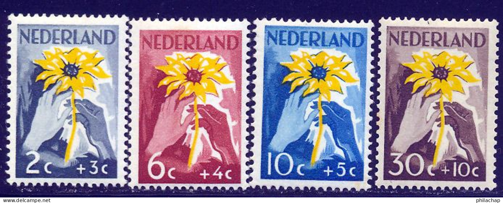 Pays-Bas 1949 Yvert 509 / 512 ** TB - Neufs